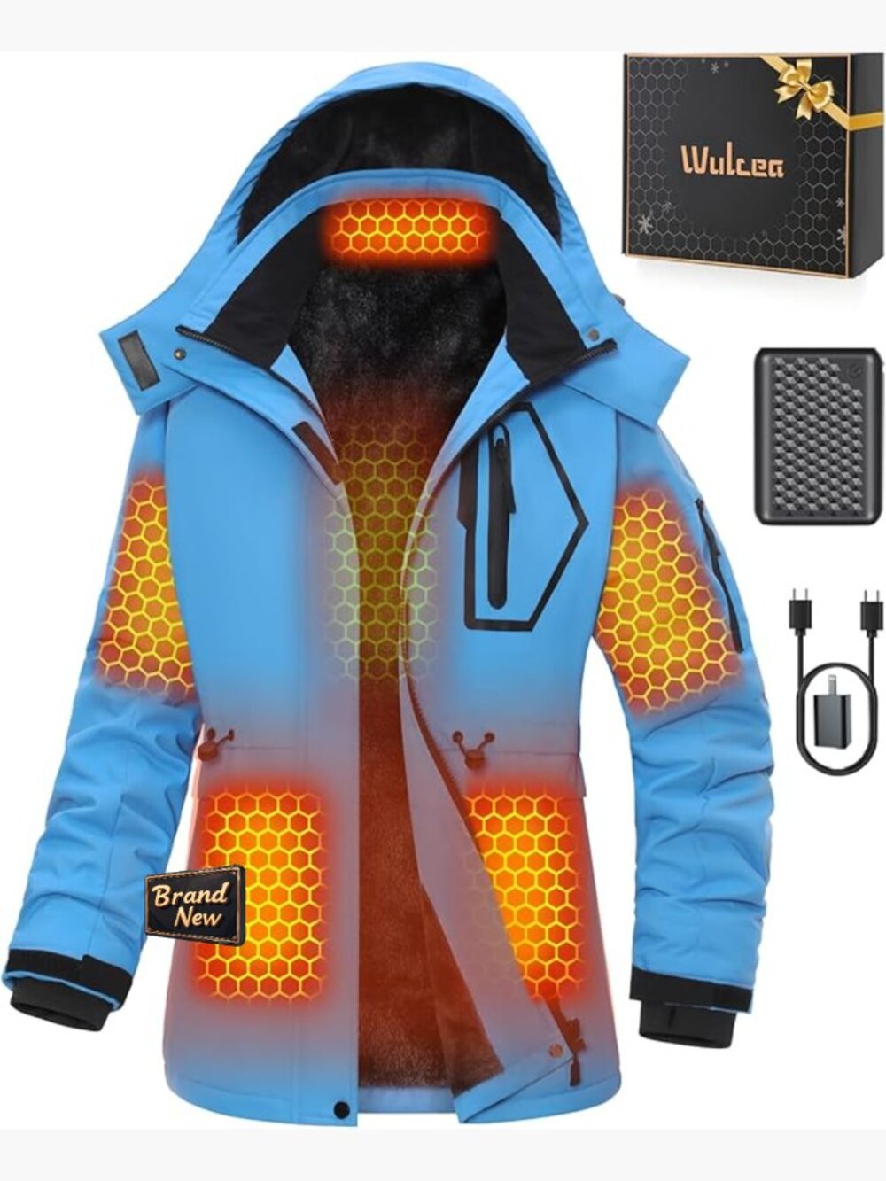 Heated Jacket For Women Battery Heated Coat Zip Up Puffer Winter Gear Waterproof